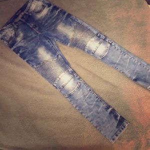 Designer biker jeans